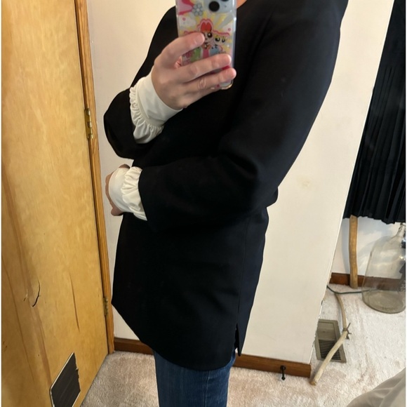 Doncaster Black Wool Single Button 80s Style Long Blazer - Picture 6 of 10